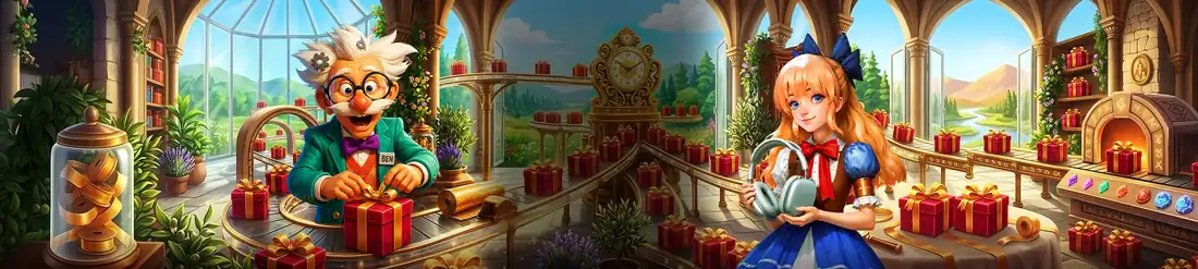 Screenshot of the Gifts Season lottery on SuperCat Casino showing wrapped presents and a prize pool of 750 euros